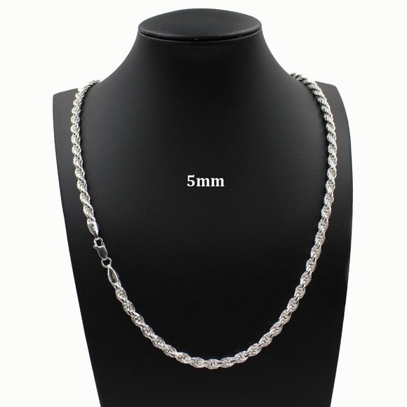 JewelzKing Other - Real 925 SOLID Sterling Silver 5mm Rope Chain Necklace 16" inch
